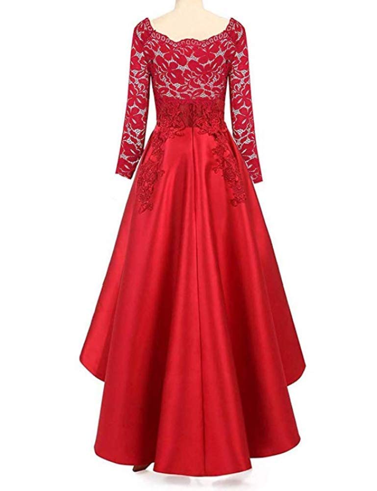 Elegant Pink Lace Long Sleeve Prom Dress for Women - High Low Hem Party Gown for Homecoming, Evening Gala & Special Occasions