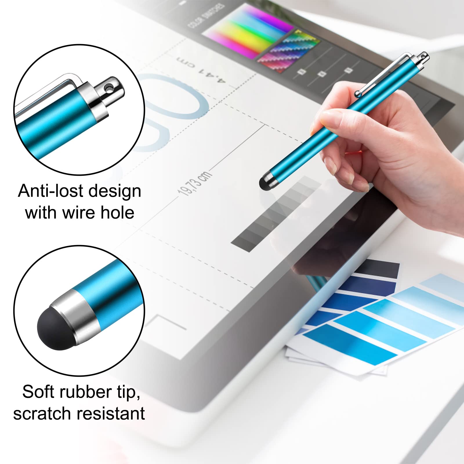10 Pack Universal Capacitive Stylus Pens for iPad, Samsung Galaxy & Smartphones - Multi-Color Touch Screen Stylus for Drawing, Note-Taking & Digital Signatures (Works with Tablets & iPad Pro/Air/Mini)