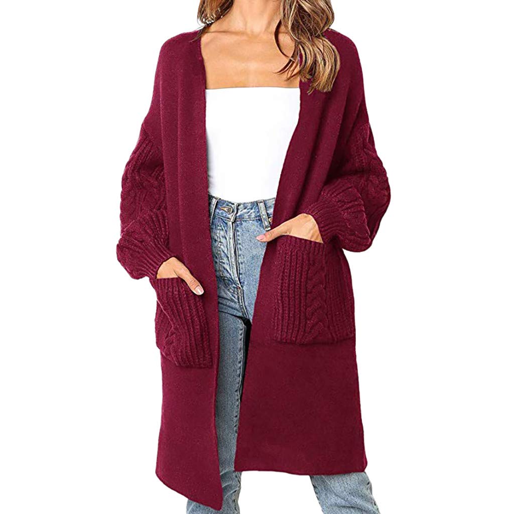 Eduavar Women's Lightweight Open Front Cardigan Sweater - Colorblock Long Sleeve Loose Knit Pullover for Casual Wear, Office & Layering