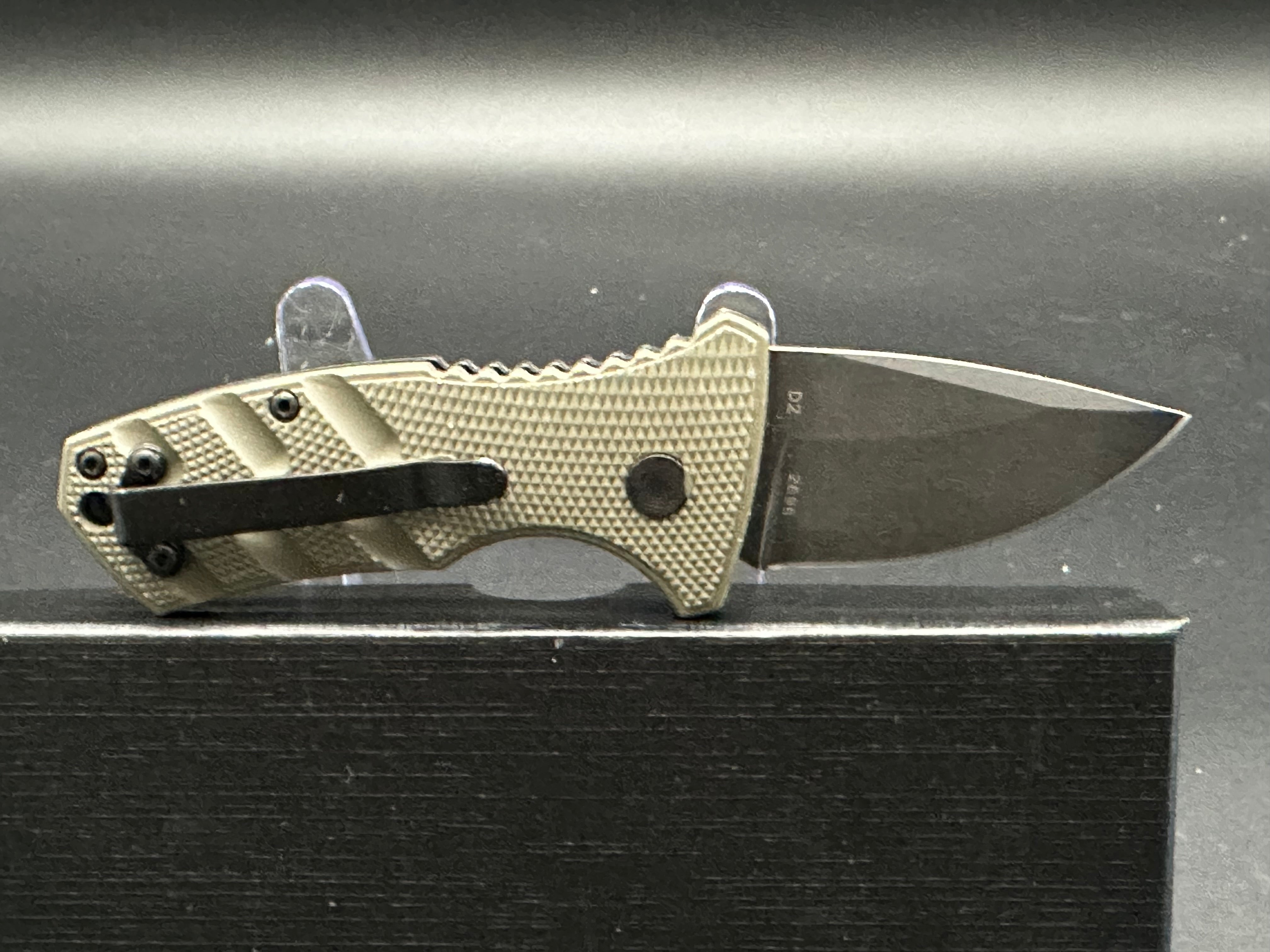 Boker Stubby Strike Tactical Pocket Knife - OD Green Aluminum Handle - EDC, Outdoor, Survival & Everyday Carry Knife for Camping, Hiking & Self Defense