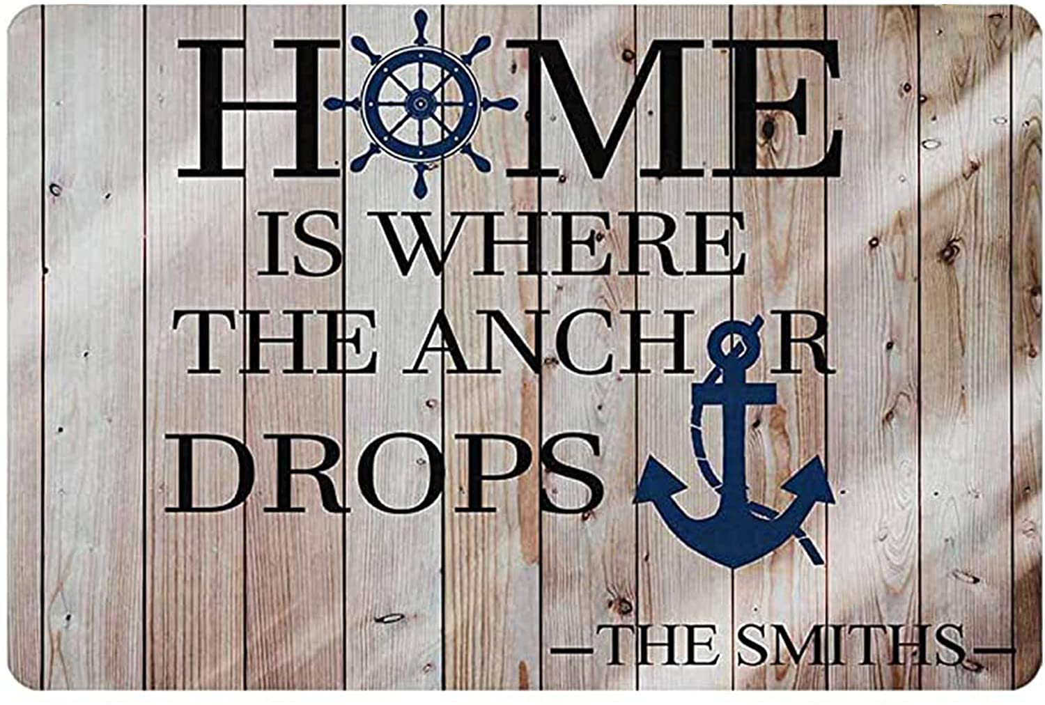 Personalized Family Name Metal Wall Decor - 'Home is Where the Anchor Drops' Funny Welcome Sign for Front Door, Living Room & Housewarming Gifts - Rustic Home Decor for Beach House, Nautical Theme or Coastal Style