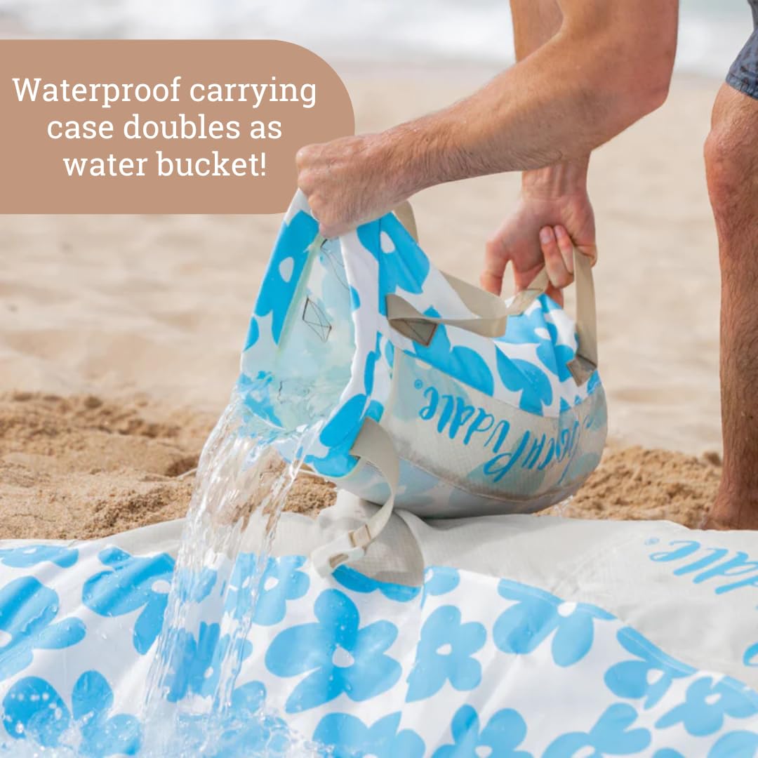 2-in-1 Baby Beach Pool & Play Mat - 6x6ft Flexible Toddler Kiddie Pool with Waterproof Carry Bag - Portable Outdoor Water Play for Infants & Kids - Perfect for Backyard, Beach, Park and Summer Fun (Terracotta Surfboards)