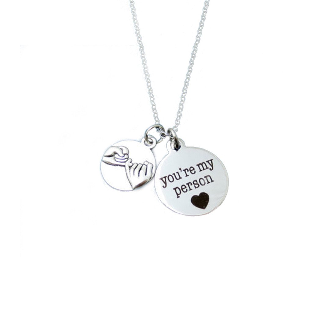 You're My Person Necklace - Stainless Steel Round Pendant for Best Friends & Lovers - Pinkie Promise Jewelry Gift for Her - Perfect for Anniversaries, Valentine's Day & Friendship Gifts