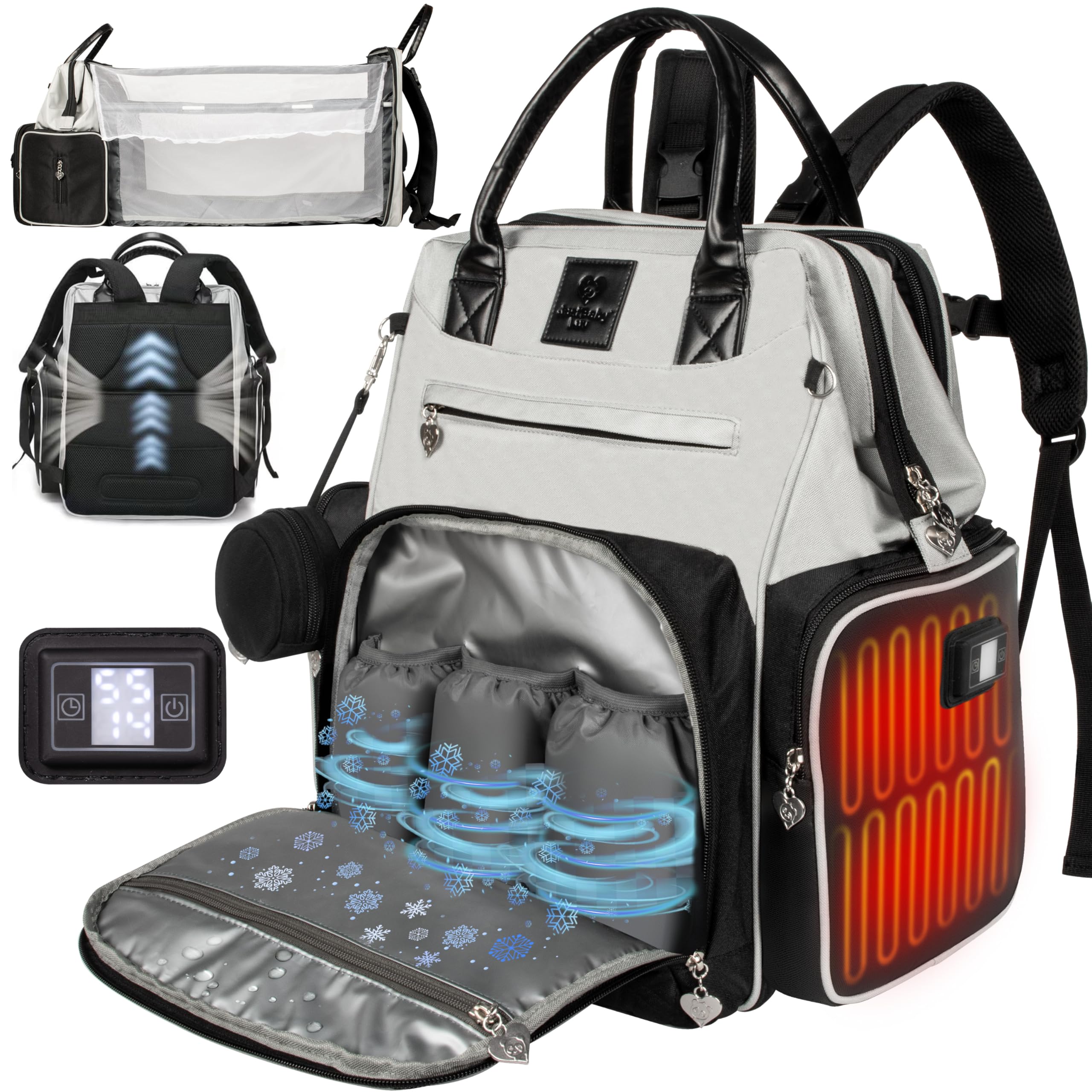 Premium Smart Baby Backpack Diaper Bag with Built-in Changing Station - Heated Pockets, Temperature Control, Insulated Compartments & Water-Resistant Nylon | Perfect for Travel, Daycare & On-the-Go Parents | Organizational Pockets for Baby Essentials | Newborn to Toddler