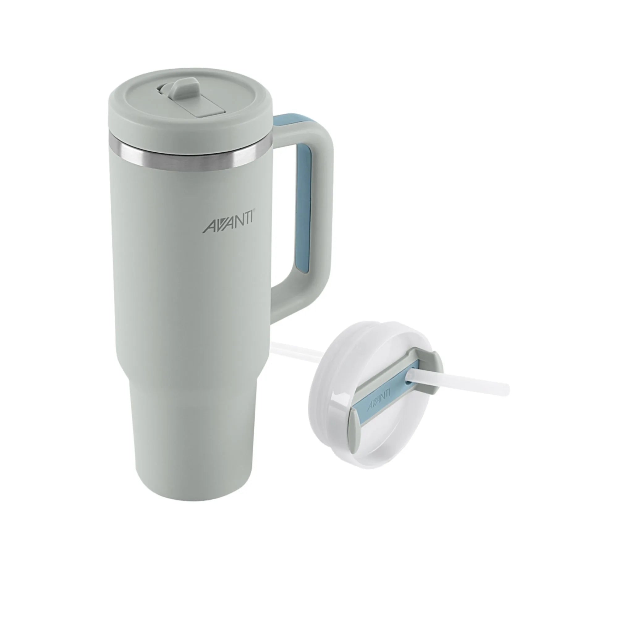 Avanti Hydroquench Water Bottle with 2 Lids - 1L Grey Mist Insulated Stainless Steel Thermos for Gym, Hiking & Outdoor Activities