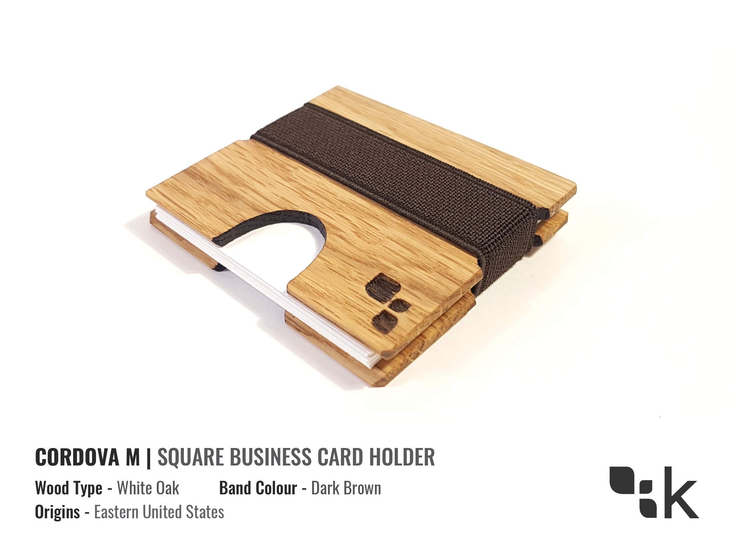 Premium White Oak Square Business Card Holder - Cordova M - Elegant & Durable for Office, Networking & Professional Meetings
