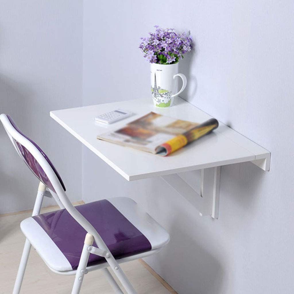 Wall-Mounted Drop-Leaf Folding Table - Space Saving Floating Desk for Computer, Laptop, Study & Workstation - Perfect for Home Office, Kitchen, Bedroom, Bathroom & Balcony - Ideal for Small Spaces & Multifunctional Use