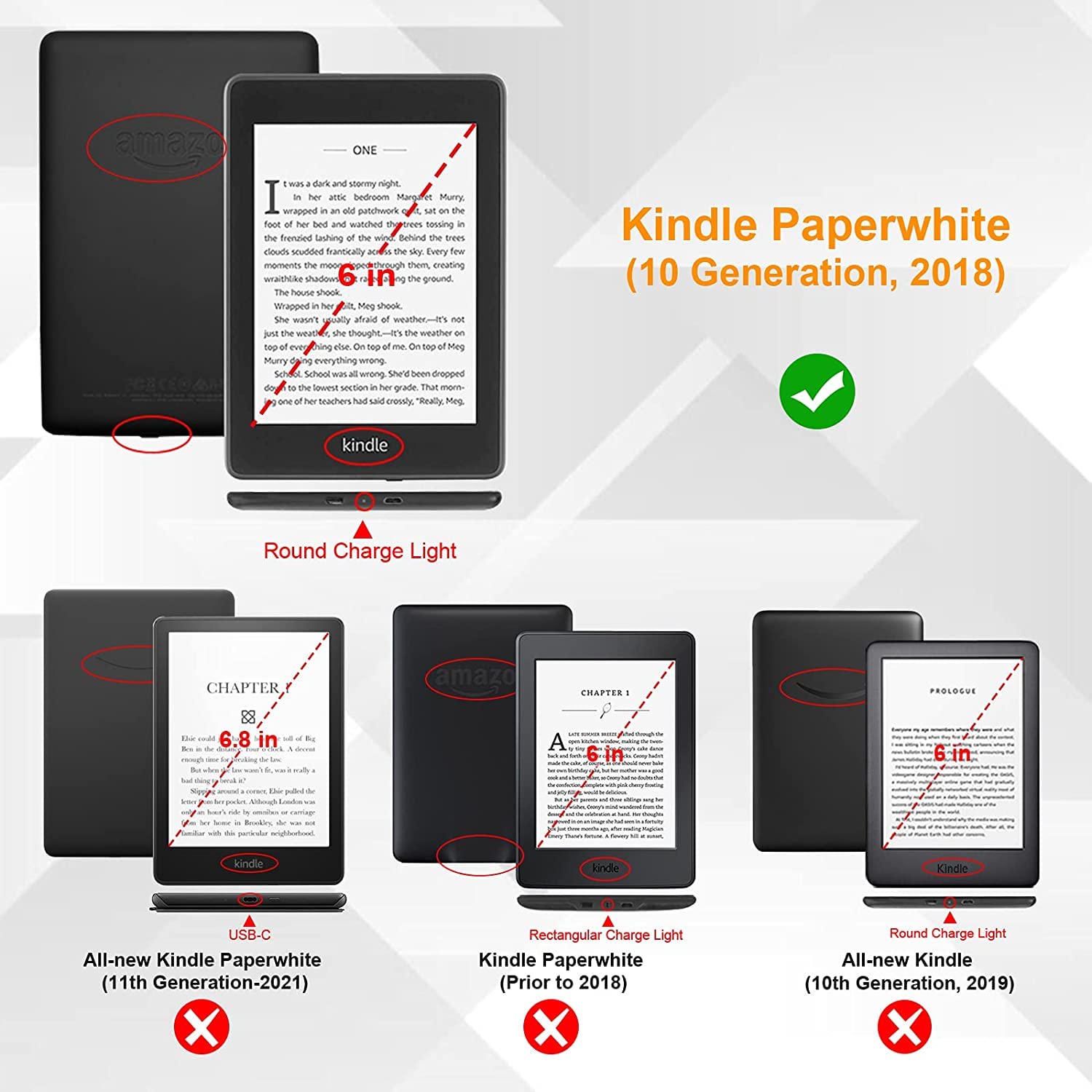 Premium PU Leather Magnetic Folio Stand Cover for Kindle Paperwhite 10th Gen (2018) - Auto Sleep/Wake | Pencil Holder | Colorful Marble Design | Perfect for Reading, Travel & Work Commute