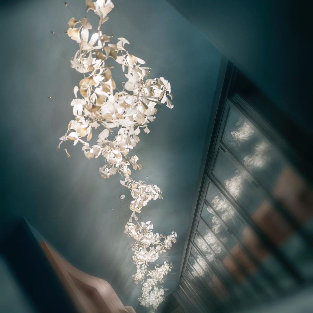 Elegant Ginkgo Leaf Chandelier - Handcrafted Bohemian Style Ceiling Light Fixture for Dining Room, Living Room & Bedroom Decor