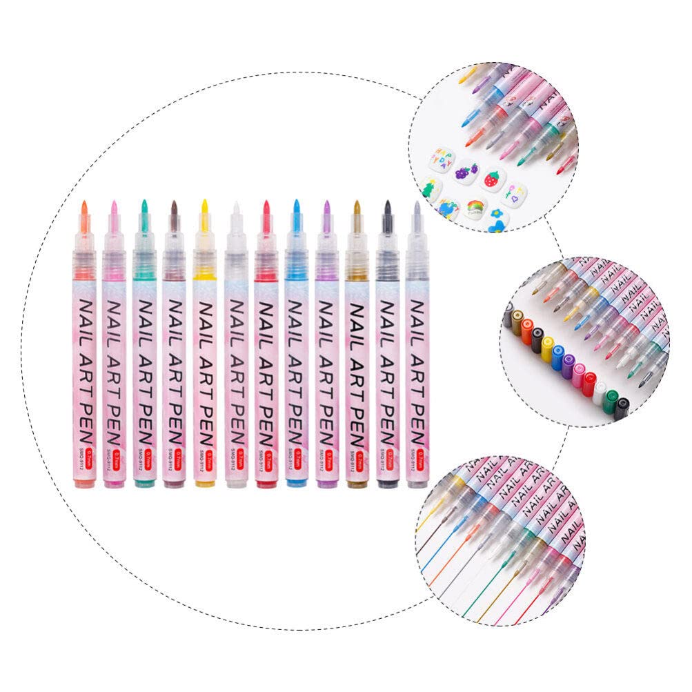 FOMIYES 12pcs Nail Art Pen Set - Quick Dry Nail Polish Drops, Acrylic Paint Brush for Nail Art Designs - Perfect for DIY Manicures, Salon Professionals & Nail Art Enthusiasts
