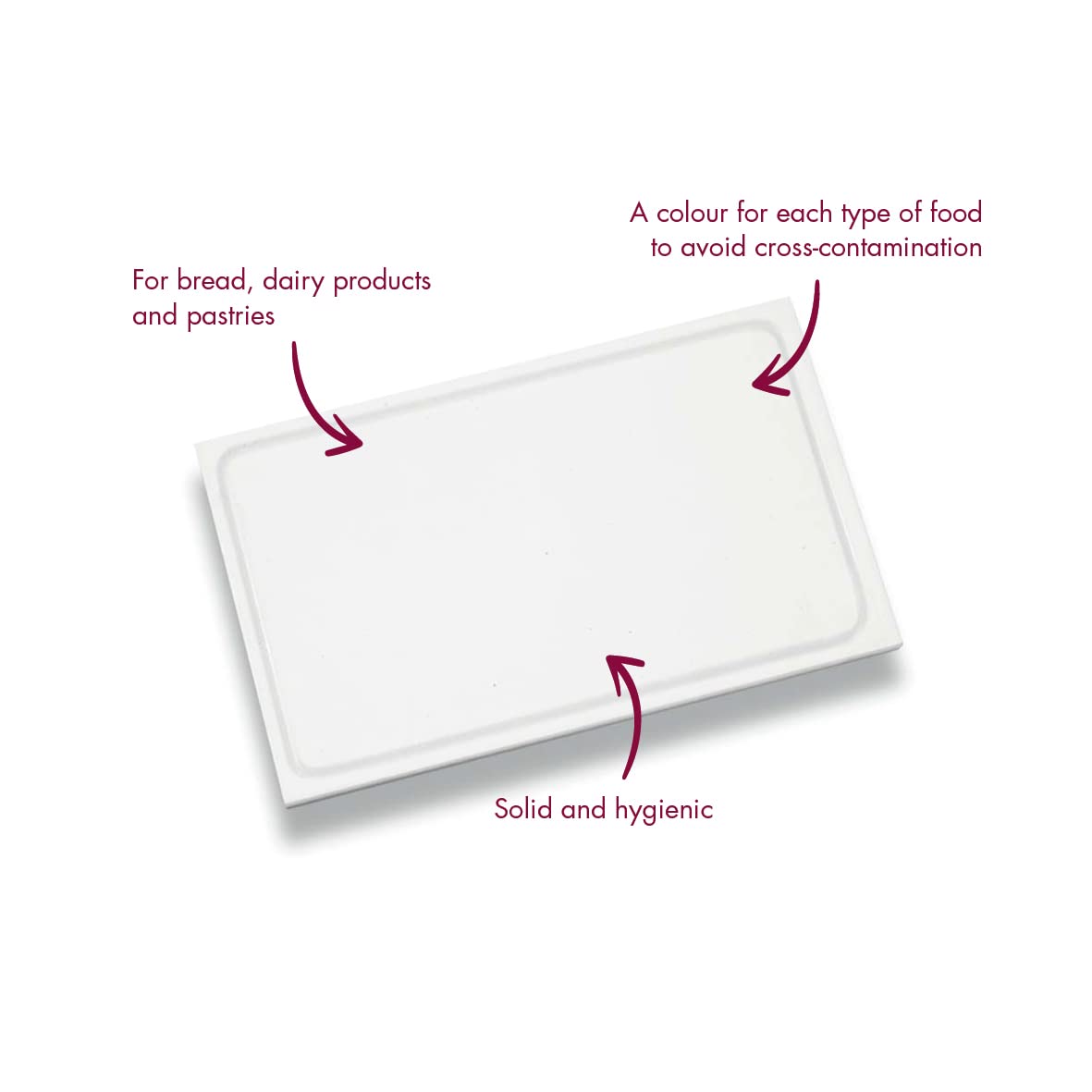 Louis Tellier Premium White Chopping Board with Juice Groove - 60 x 40 x 2 cm - Heavy Duty Kitchen Cutting Board for Meat, Vegetables & Fruits - Ideal for Home Chefs & Professional Kitchens