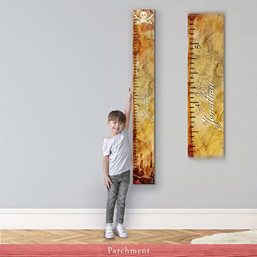 Wooden Kids Growth Height Chart Ruler - Pirate Themed Jolly Roger Design for Boys & Girls Nursery Decor | Perfect for Baby Room, Playroom & Birthday Gifts by Back40Life