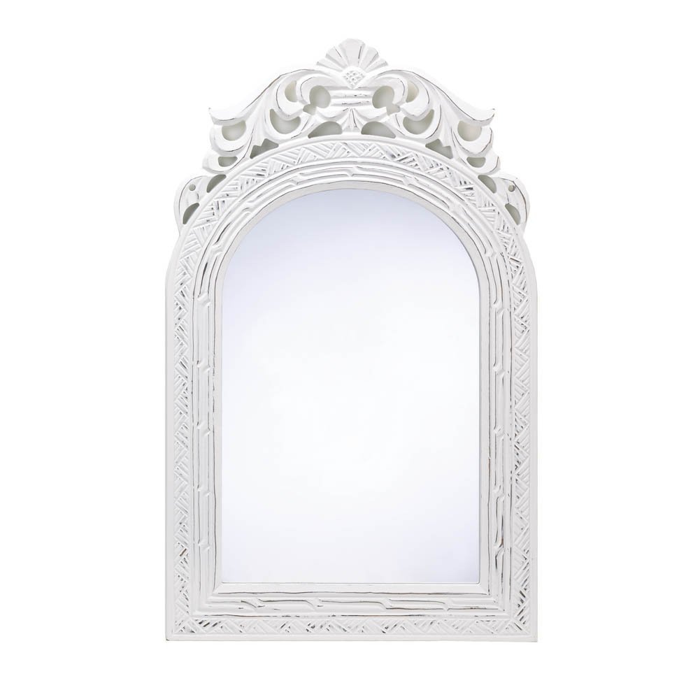 Large Arched-Top Wood Framed Wall Mirror - White Decorative Mirror for Living Room, Bedroom & Entryway | Home Decor & Interior Design