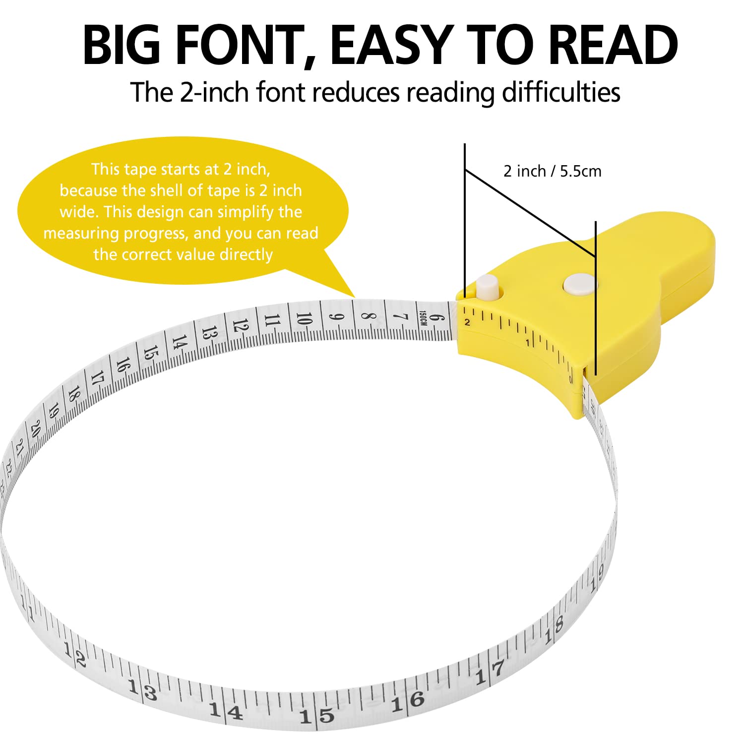60 Inch (150cm) Retractable Body Measuring Tape - 4 Pack Slim Tape Measure for Accurate Weight Loss & Muscle Gain Tracking, One-Hand Operation - Perfect for Fitness, Sewing & Tailoring Projects