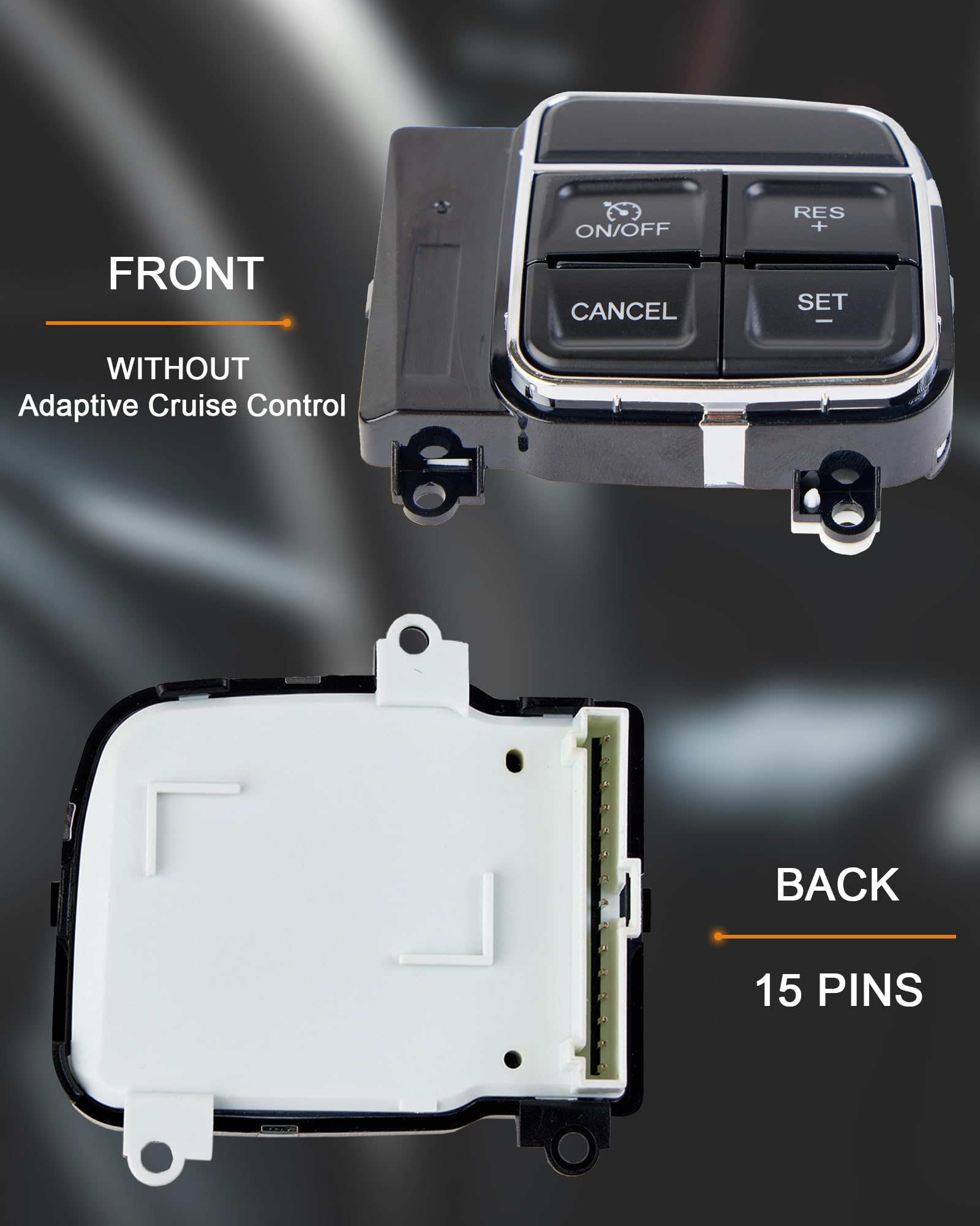 Steering Wheel Cruise Control Switch 56046252AD 56046094AF Compatible with Chrysler 300 Town & Country Dodge Charger Durango Grand Caravan Journey Ram 1500 2500 - Replacement for Non-Adaptive Cruise Control Models - Perfect for Highway Driving & Long Distance Travel