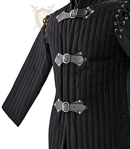 Medieval Thick Padded Gambeson Coat - Full Length Battle-Ready Armor Jacket for SCA, LARP & Historical Reenactment | Authentic Aketon Costume for Renaissance Fairs & Cosplay