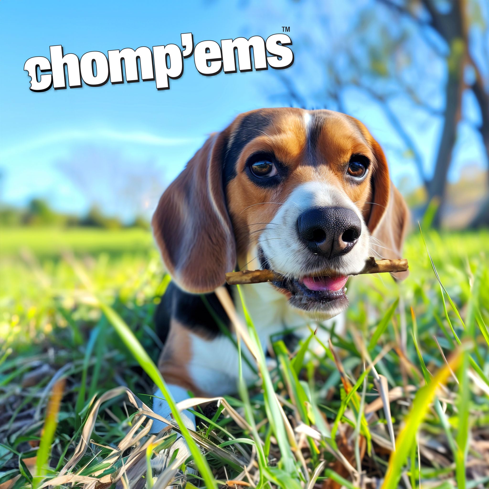 CHOMP 'EMS Chicken & Peanut Butter Dog Chews - Natural Rawhide-Free Treats for Puppies & Adult Dogs - 5 Inch Long-Lasting Chews (10 Count) - Perfect for Training, Teething Relief & Dental Health