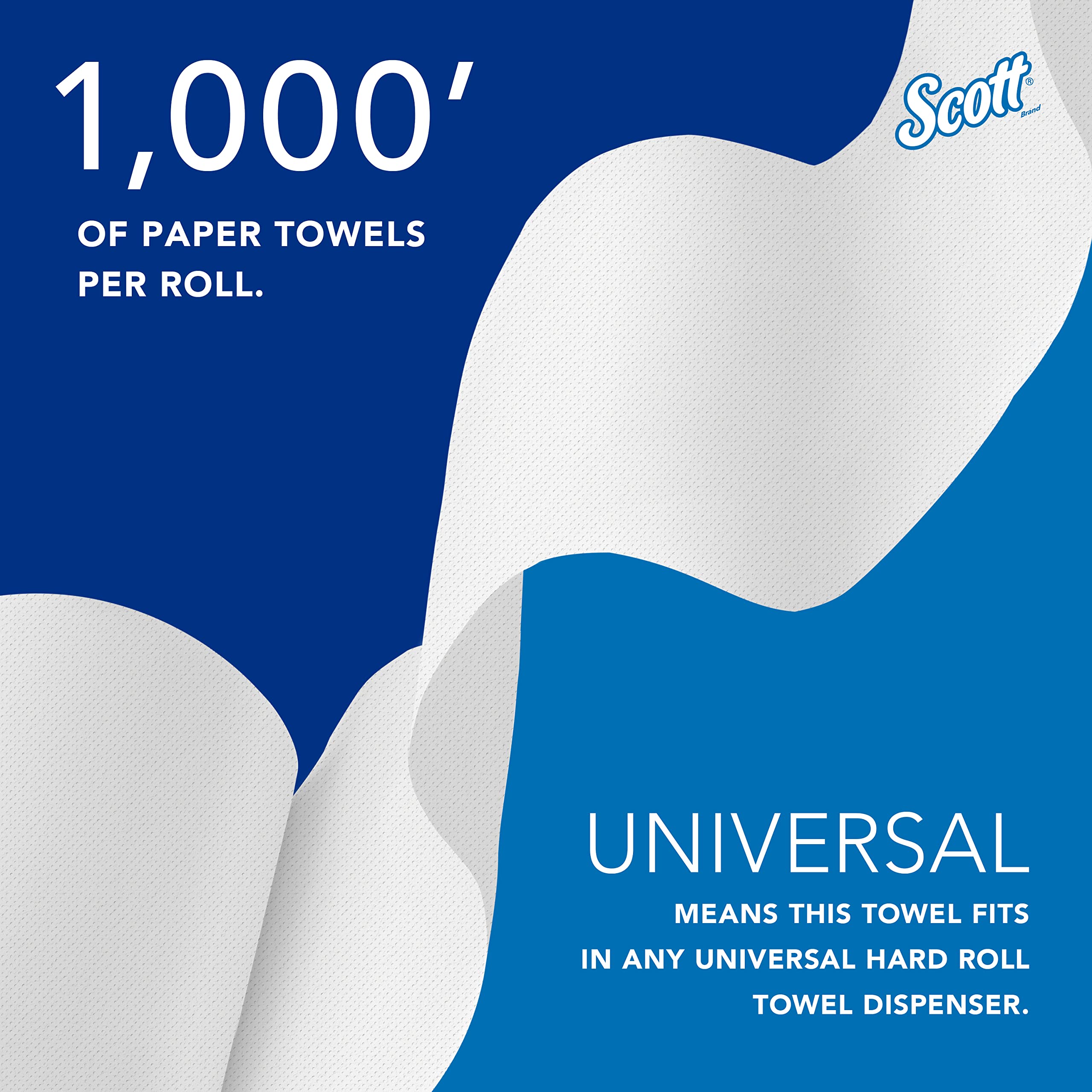 Scott Professional Essential Universal High-Capacity Hard Roll Paper Towels - 12 Rolls (1,000' Each) | 1.5