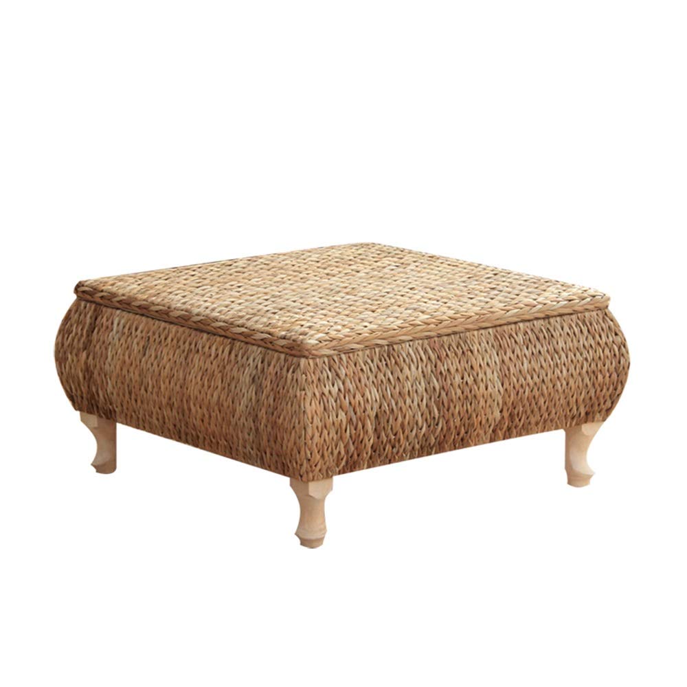 HAIZHEN Hand-Woven Coffee Table - Multi-Functional Computer Desk with Storage (42×42×30cm) - Perfect for Living Room, Office & Small Space Organization