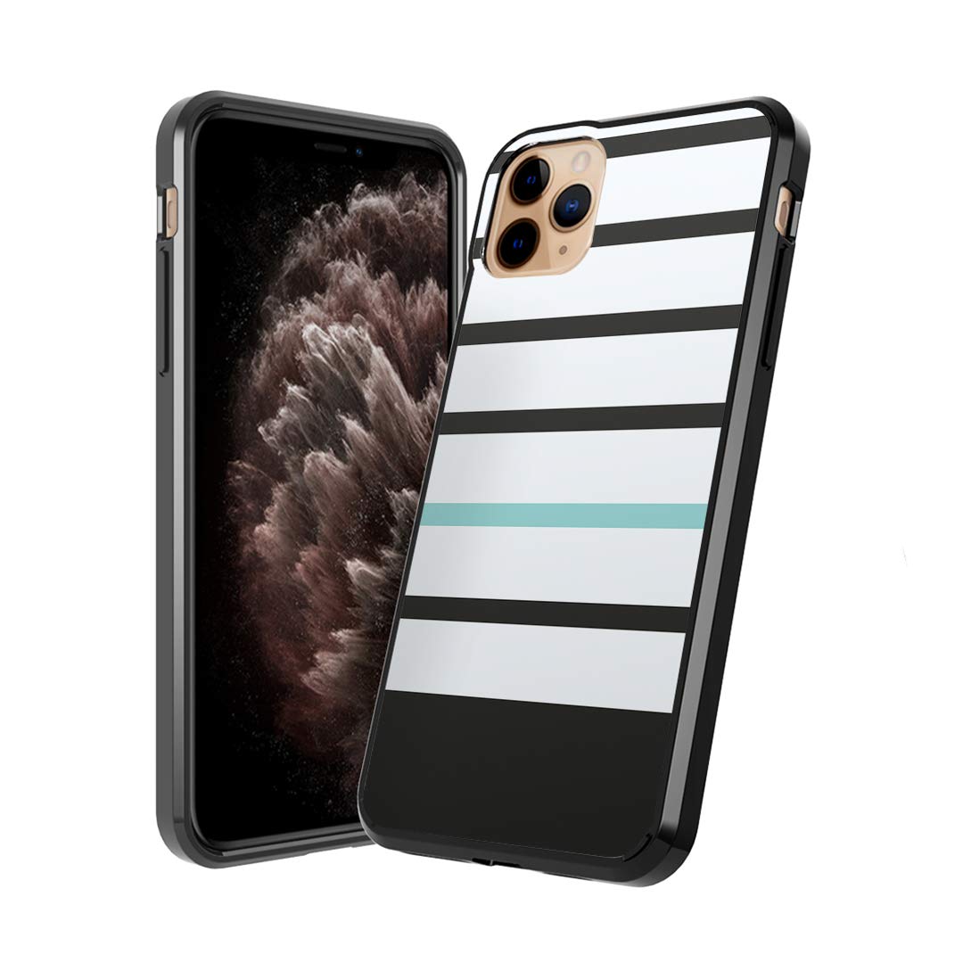 **Moriko Cute Fusion Gel Case for iPhone 11 Pro - Anti-Scratch, Slim & Soft Grip Protective Cover (Black Mint Stripe) | Perfect for Everyday Use, Work & Travel**