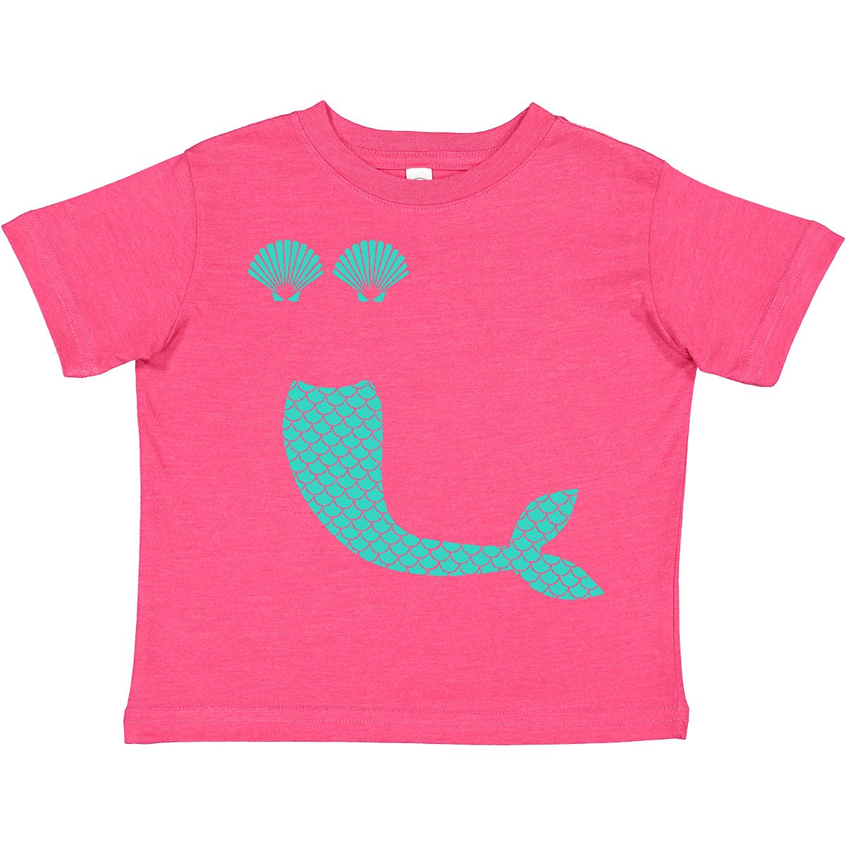 Inktastic Cute Mermaid Tail and Shells Toddler T-Shirt - Soft Cotton Tee for Girls, Perfect for Beach Vacations, Pool Parties & Summer Outfits