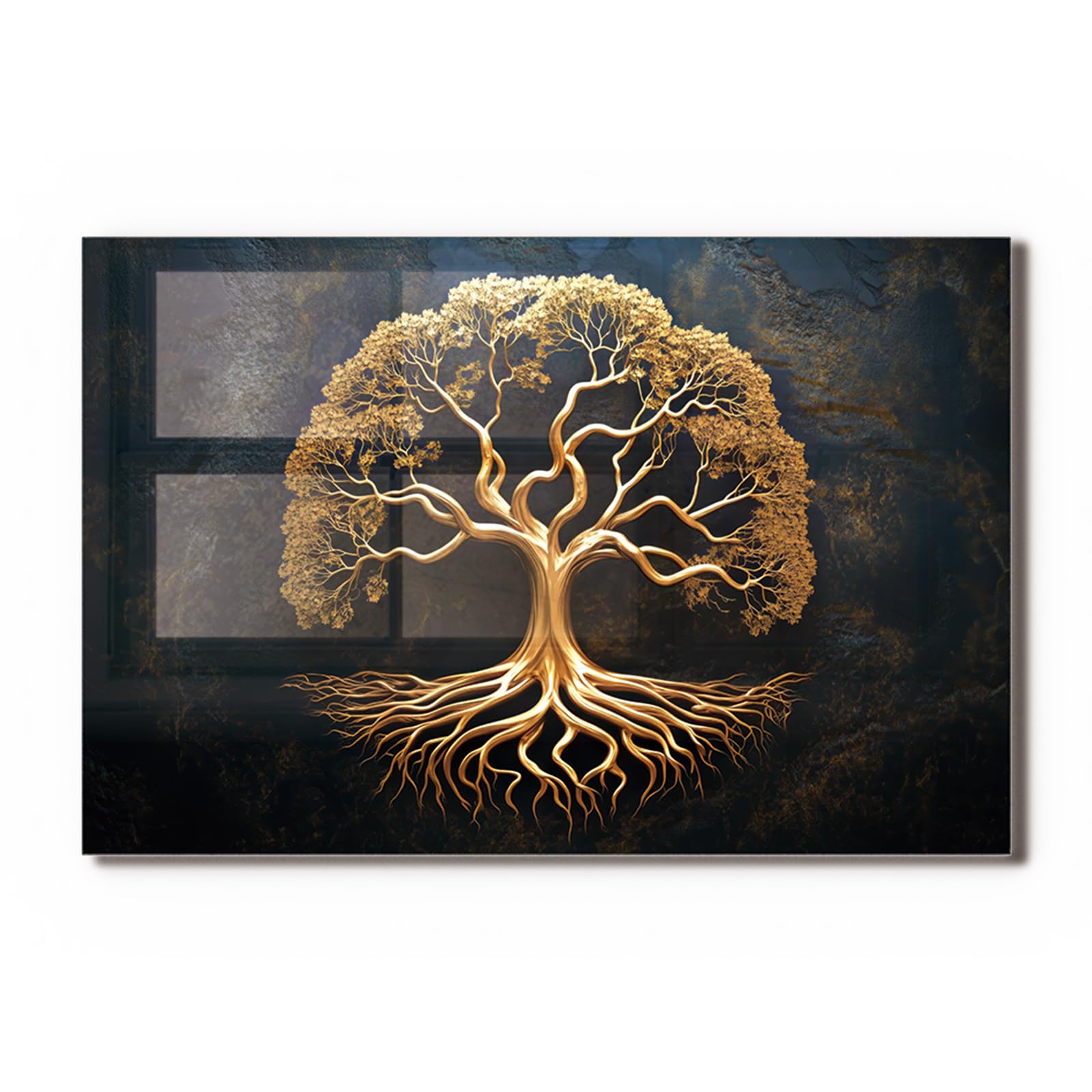 Golden Tree of Life Tempered Glass Kitchen Backsplash - 30