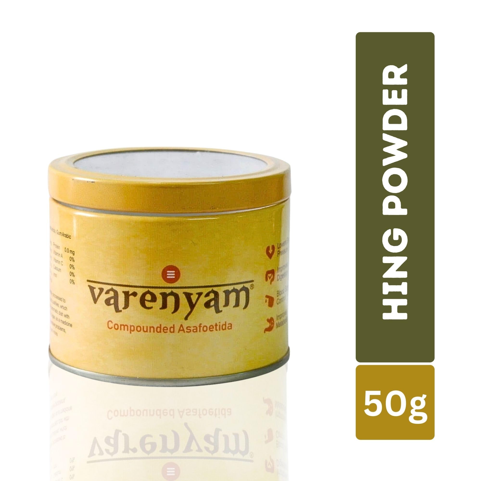 Premium Pure Asafoetida Powder (Hing) - 50g | Hand-Pounded, Strong Aroma | Kadak Heeng Tadka | Pure Compound Hing | Bandhani Hing | Healthy & Aromatic | Premium Tin Packaging | Perfect for Indian Cooking, Tadka, Dals & Curries