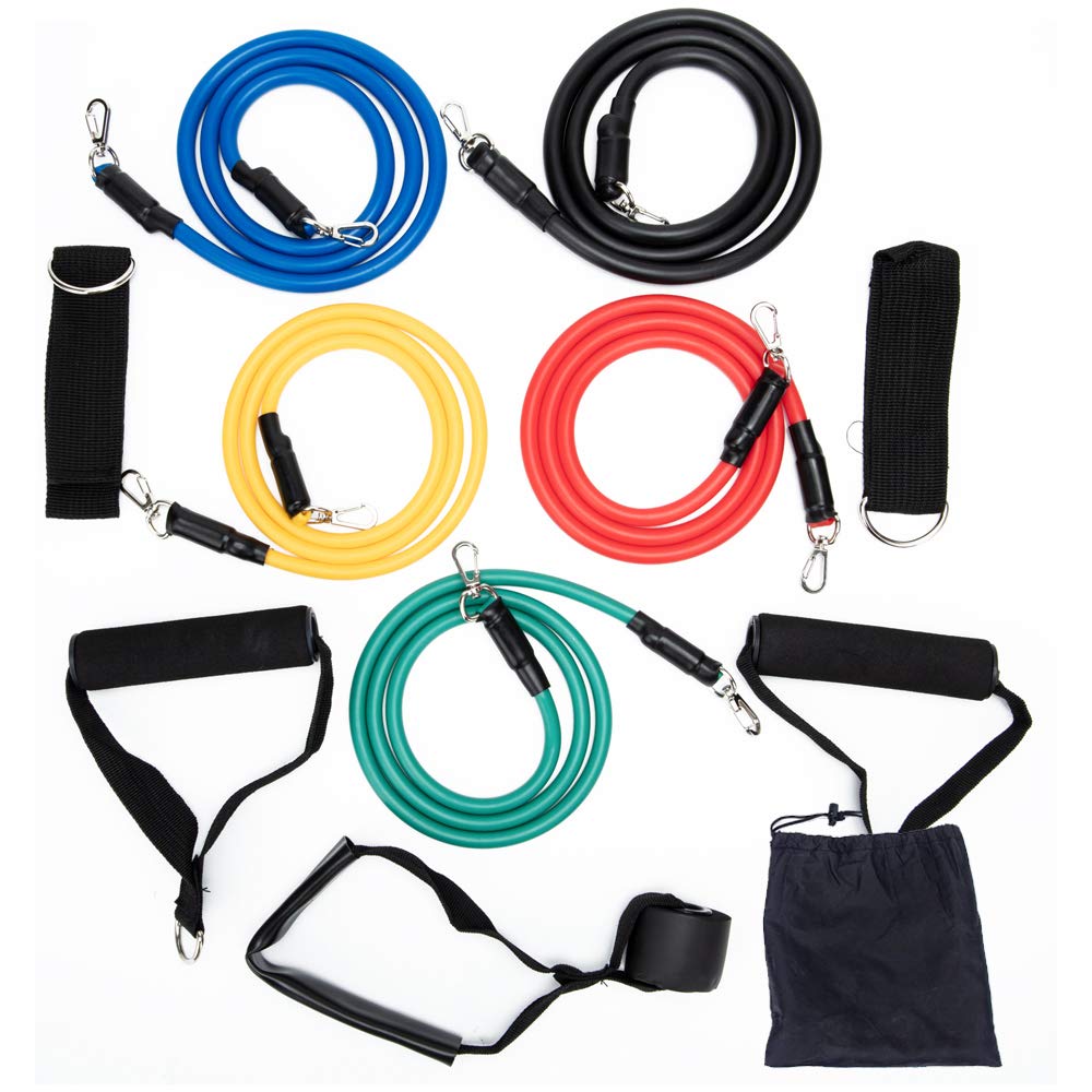 HOMETA 11-Piece Elastic Pull Rope Resistance Band Set - Home Gym Equipment for Strength Training, Yoga, Pilates & Full Body Workout | Portable Fitness Bands for Men & Women | Perfect for Home Exercise, Travel & Outdoor Workouts