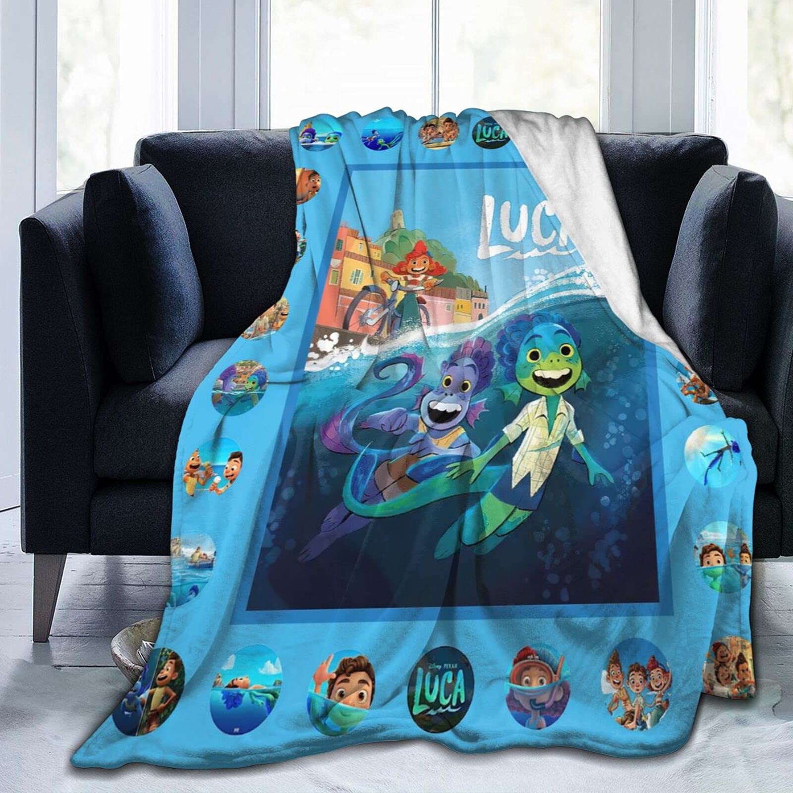 Cartoon Movie Soft Blanket - Luca Sea Monster Fuzzy Flannel Throw Blanket for Kids & Adults | Cozy Couch & Bed Blanket for Movie Nights, Sleepovers, and Home Decor