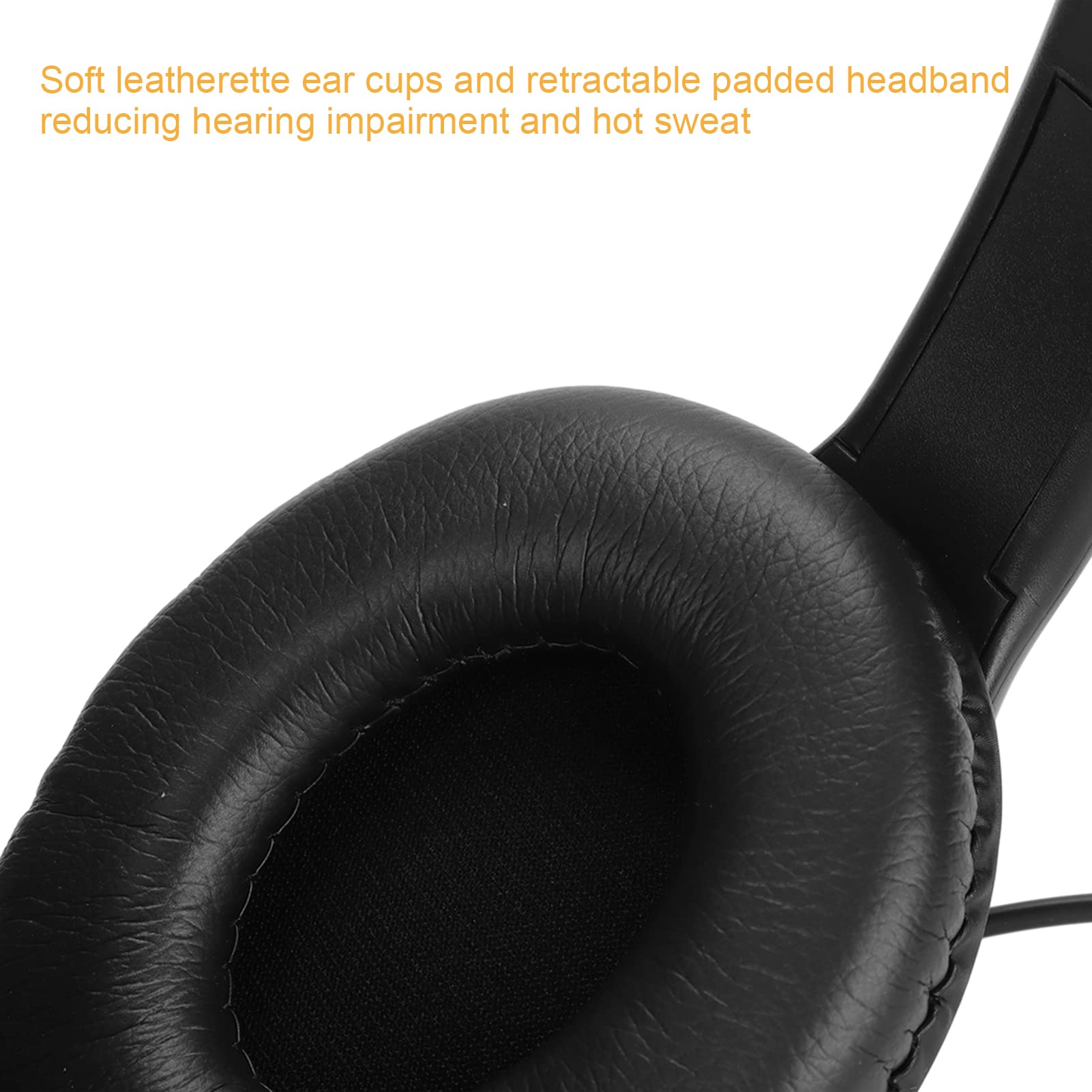 PUSOKEI Stereo Gaming Headset with Noise Cancelling Microphone - Over-Ear Headphones for PC & Laptop - Adjustable Volume & One-Touch Mute - 3.5mm Plug - Perfect for Online Gaming, Streaming & Conference Calls