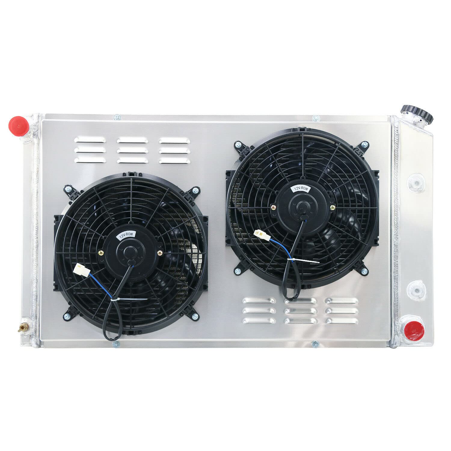 4 Row Aluminum Radiator Shroud Fan for 1970-1981 Pontiac Firebird & Trans Am 3.8L-6.6L I6 V8 Engine - High Performance Cooling System Upgrade for Classic Muscle Cars, Racing & Hot Rod Restoration Projects