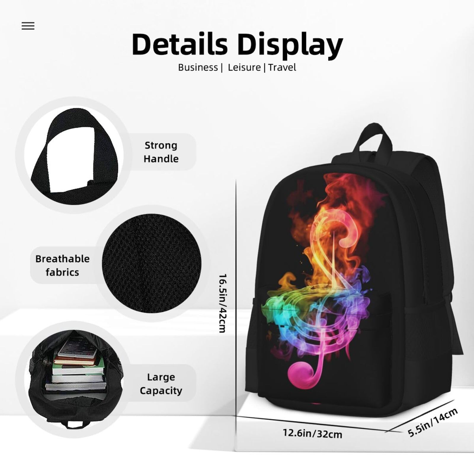 **Galaxy Music Note Backpack for School - Lightweight Bookbag with Shoulder Straps, Casual Daypack & Laptop Bag for Girls in 1st-5th Grade | Perfect for School, Travel & Daily Use**