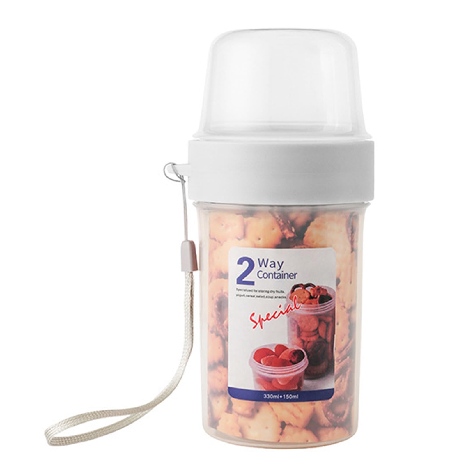 Portable Reusable Breakfast Cups with Lids - Double Layer Food Container for Yogurt, Cereal, Fruit, Milk & Oats | Ideal for On-The-Go Meals, Office Lunch, Picnics & Travel