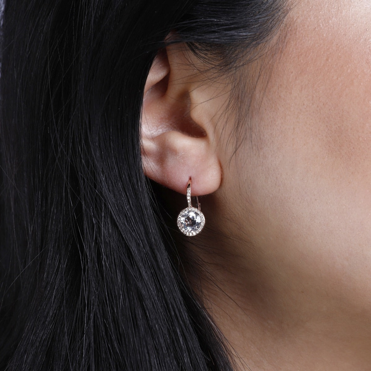 14K White Gold White Topaz & Diamond Leverback Earrings for Women | Elegant Dangle Earrings for Weddings, Parties & Special Occasions
