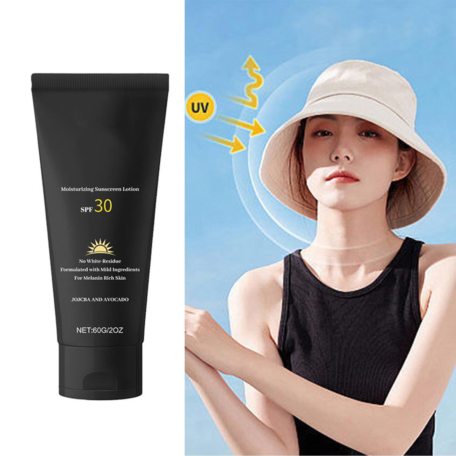 SPF30 Moisturizing Sunscreen Lotion for Dark Skin - Natural Face & Body Sun Protection with Hydrating Formula, Travel Size (60g x 3 Pack) - Perfect for Daily Use, Outdoor Activities & Vacation Essentials for Women, Kids & Men