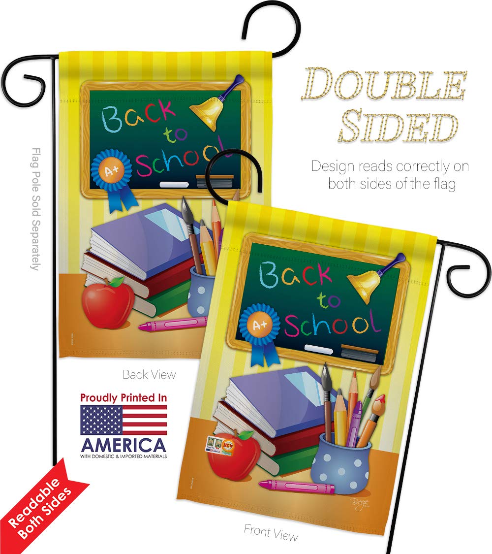Back to School Garden Flag - Double Sided 13x18.5 Inch Decorative Yard Banner for Teachers, Students & Classrooms | First Day of School Supplies, Teacher Appreciation Gift | Perfect for Front Yard, School Events & Home Decor