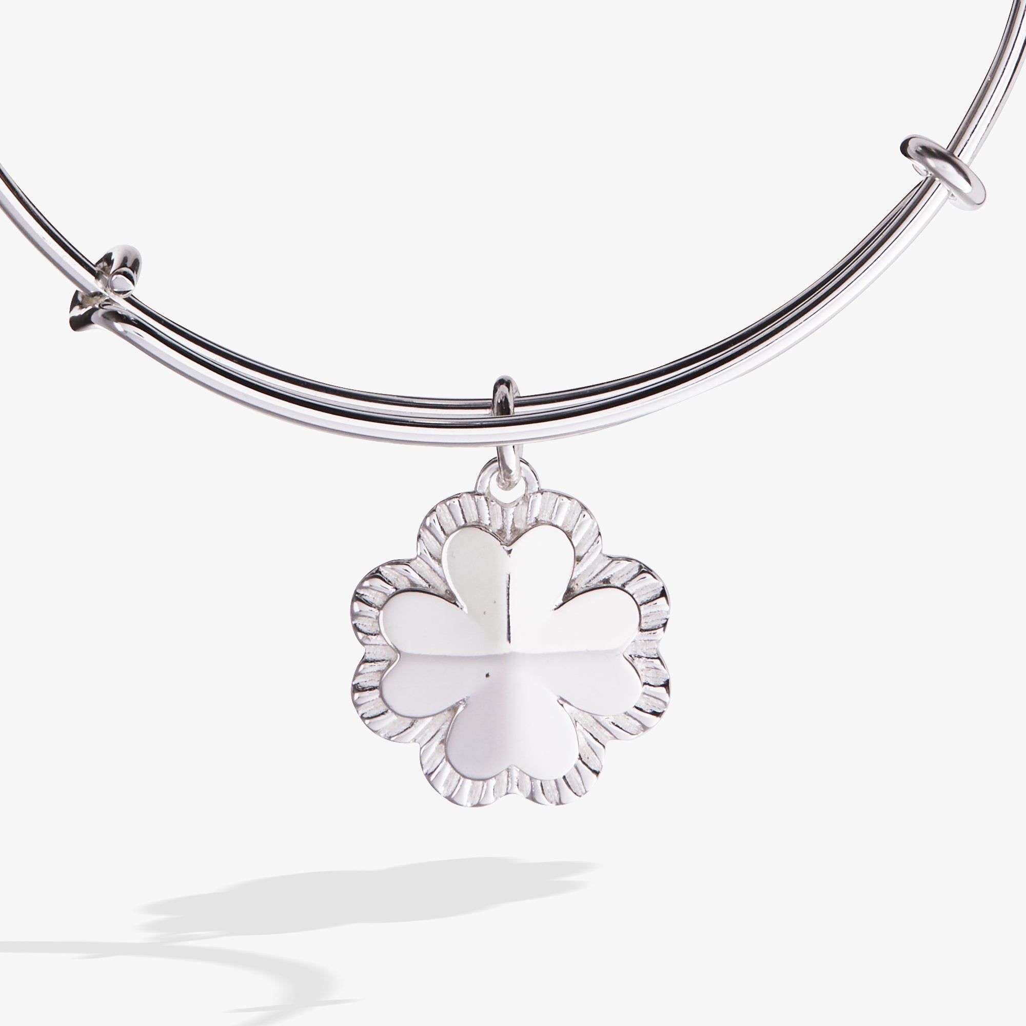 Lucky Four Leaf Clover Charm Bangle Bracelet for Women - Elegant Irish Jewelry Gift for St. Patrick's Day, Birthday & Good Luck Charm
