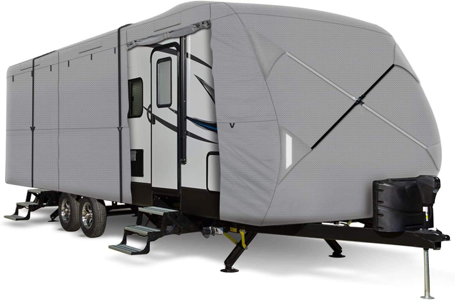Windproof 5-Layer RV Cover 33'-35' for Travel Trailers | Camping Protection