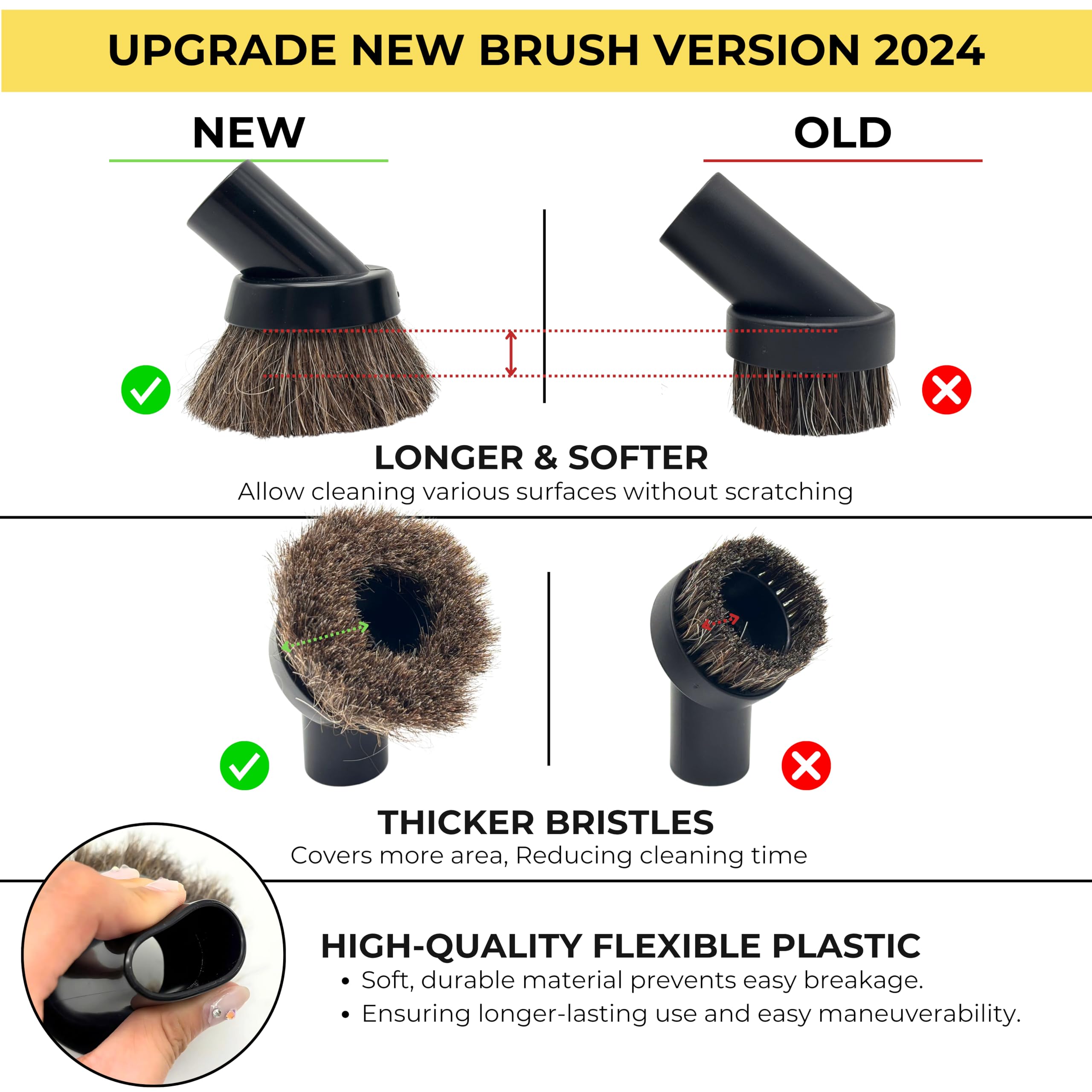 Premium Dyson Vacuum Brush Attachments for Car Detailing, Figurines & Furniture - Traceless Dust Brush & Horsehair Dusting Brush for V7 V8 V10 V11 V15 - Perfect for Auto Interiors, Collectibles & Home Decor Cleaning