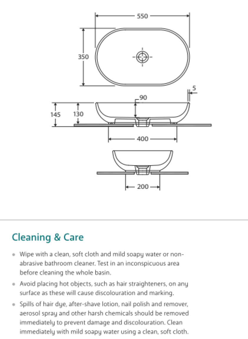 Fienza 606100W White Ceramic Oval Countertop Bathroom Sink - Moon Above Design, Modern Vanity Basin for Bathroom & Powder Room Remodeling