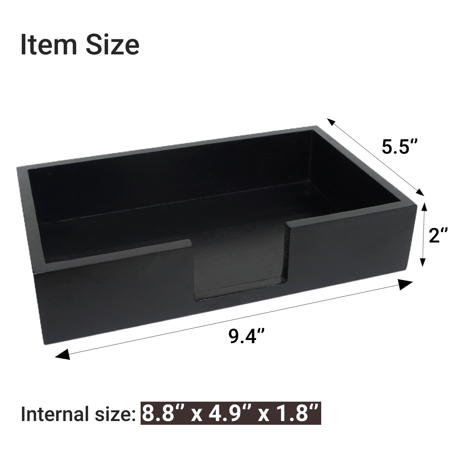 Wooden Paper Towel Holder & Napkin Caddy - Black Rectangular Tray for Disposable Hand Towels, Dinner Napkins - Perfect for Kitchen, Bathroom, Dining Table & Party Buffet Settings