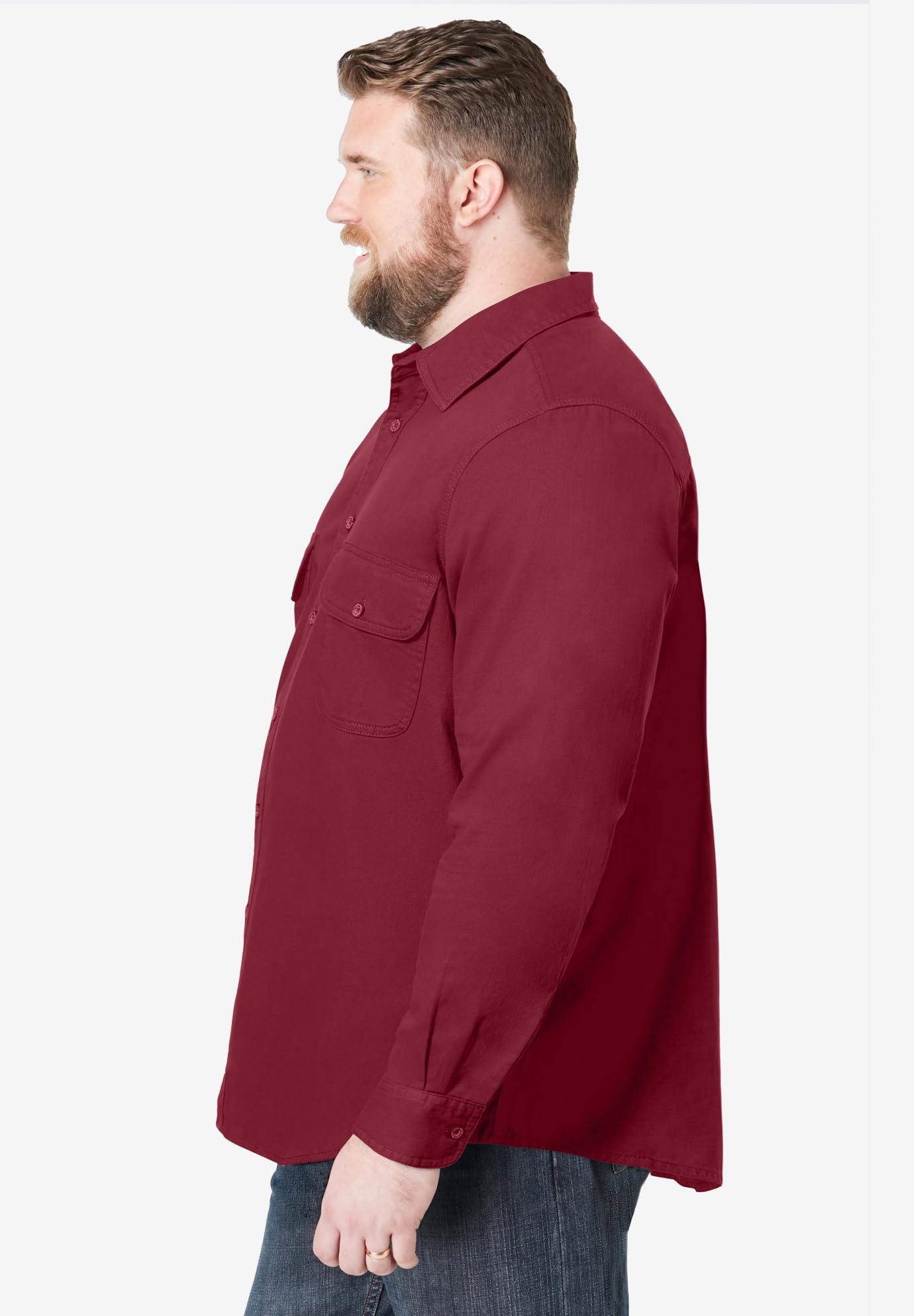 Boulder Creek by Kingsize Men's Big & Tall Long Sleeve Denim & Twill Shirt - Comfortable Casual Workwear for Outdoor Activities and Everyday Wear