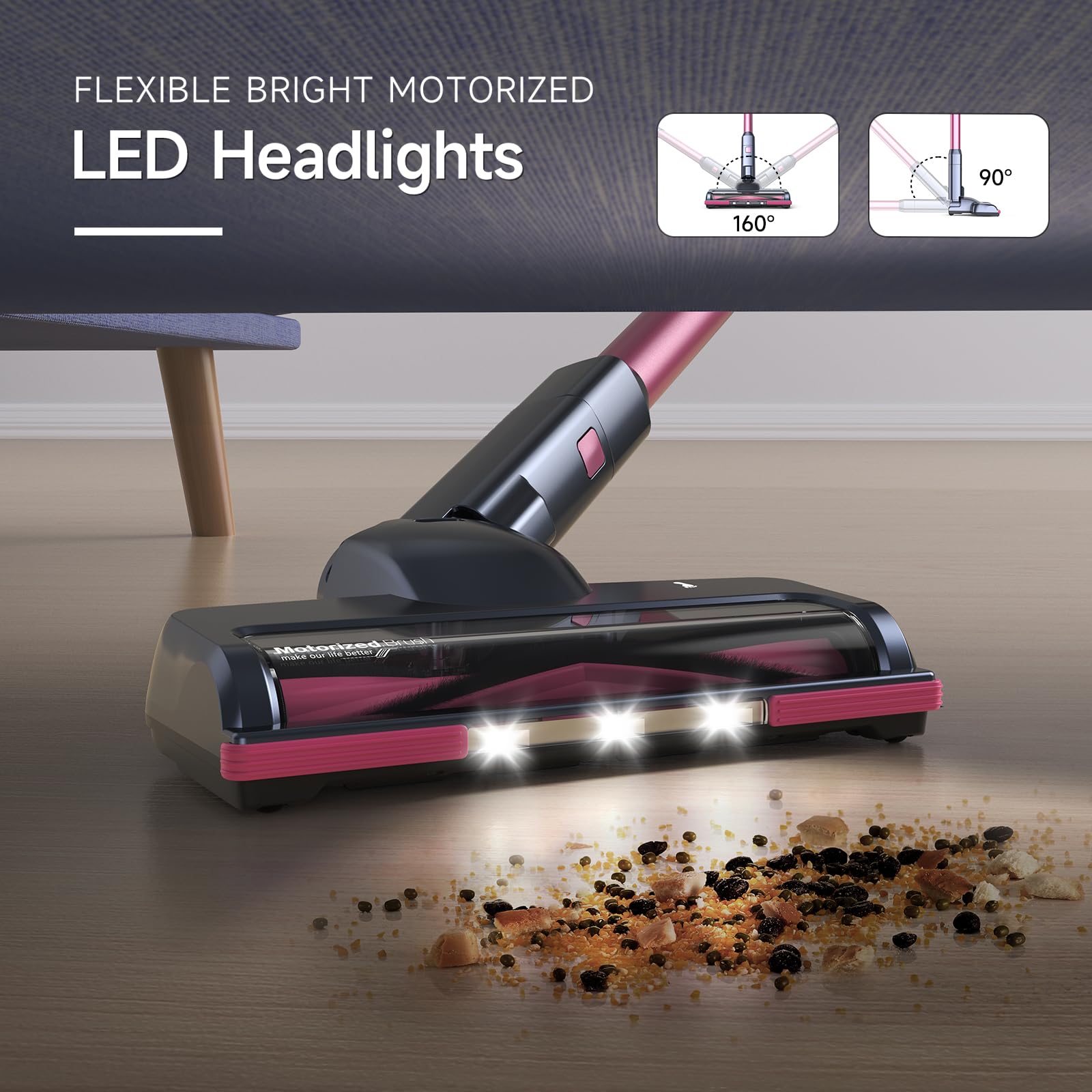 Lubluelu Cordless Vacuum Cleaner - 25000Pa Powerful Suction, 235W Brushless Motor, 50min Runtime, Detachable Battery, Self-Standing Design for Hard Floors, Carpets & Pet Hair - Perfect for Home Cleaning, Car Detailing & Pet Owners