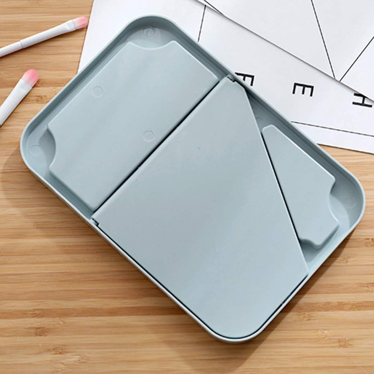 OLWICK® Foldable Makeup Mirror - Portable Desktop Vanity Mirror with 1X Magnification, Square Single-Sided Design - Perfect Travel & Home Dressing Mirror, Great Gift for Women & Girls (Blue) - Ideal for Bedroom, Bathroom & Travel Makeup Application