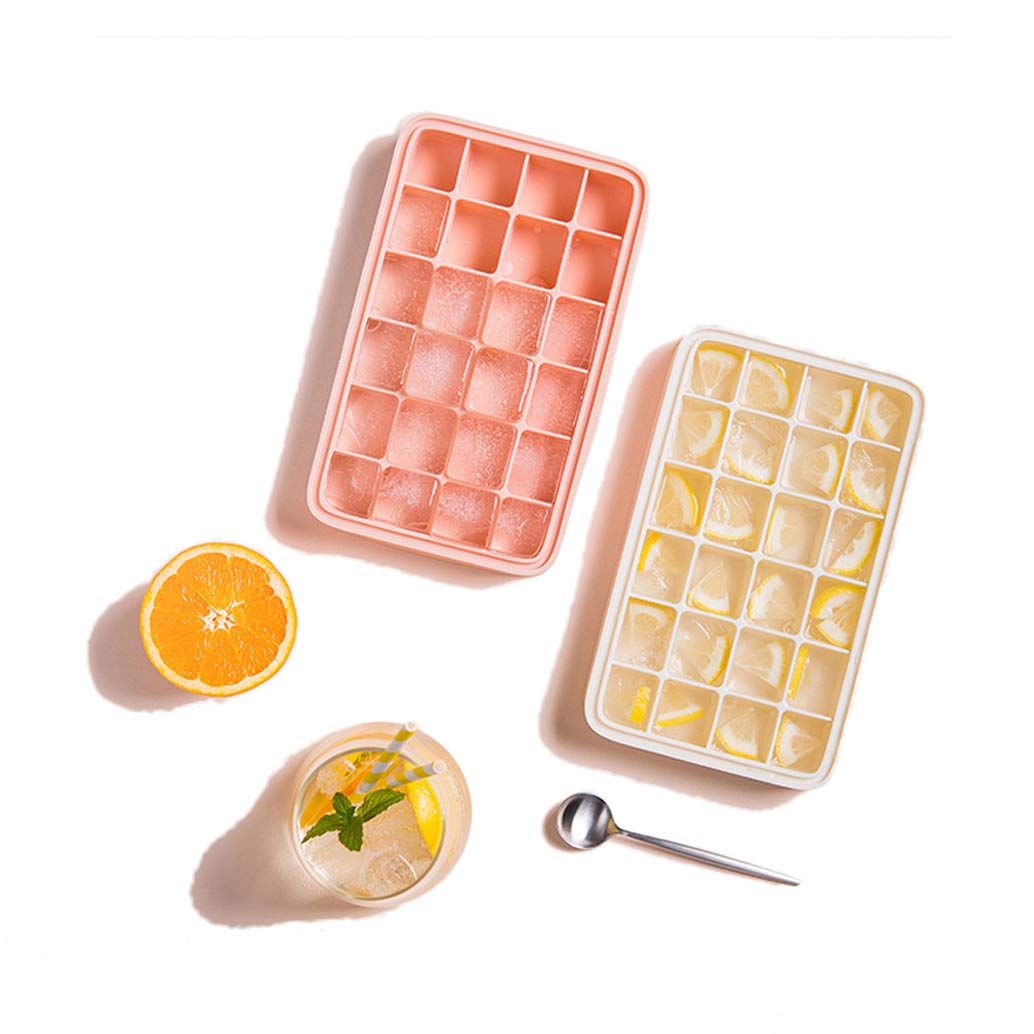 Silicone Ice Cube Trays with Lids - BPA Free, Flexible & Stackable Ice Cube Molds for Whiskey, Cocktails, Coffee & Beverages - Perfect for Home Bars, Parties & Kitchen Use - Gray/White