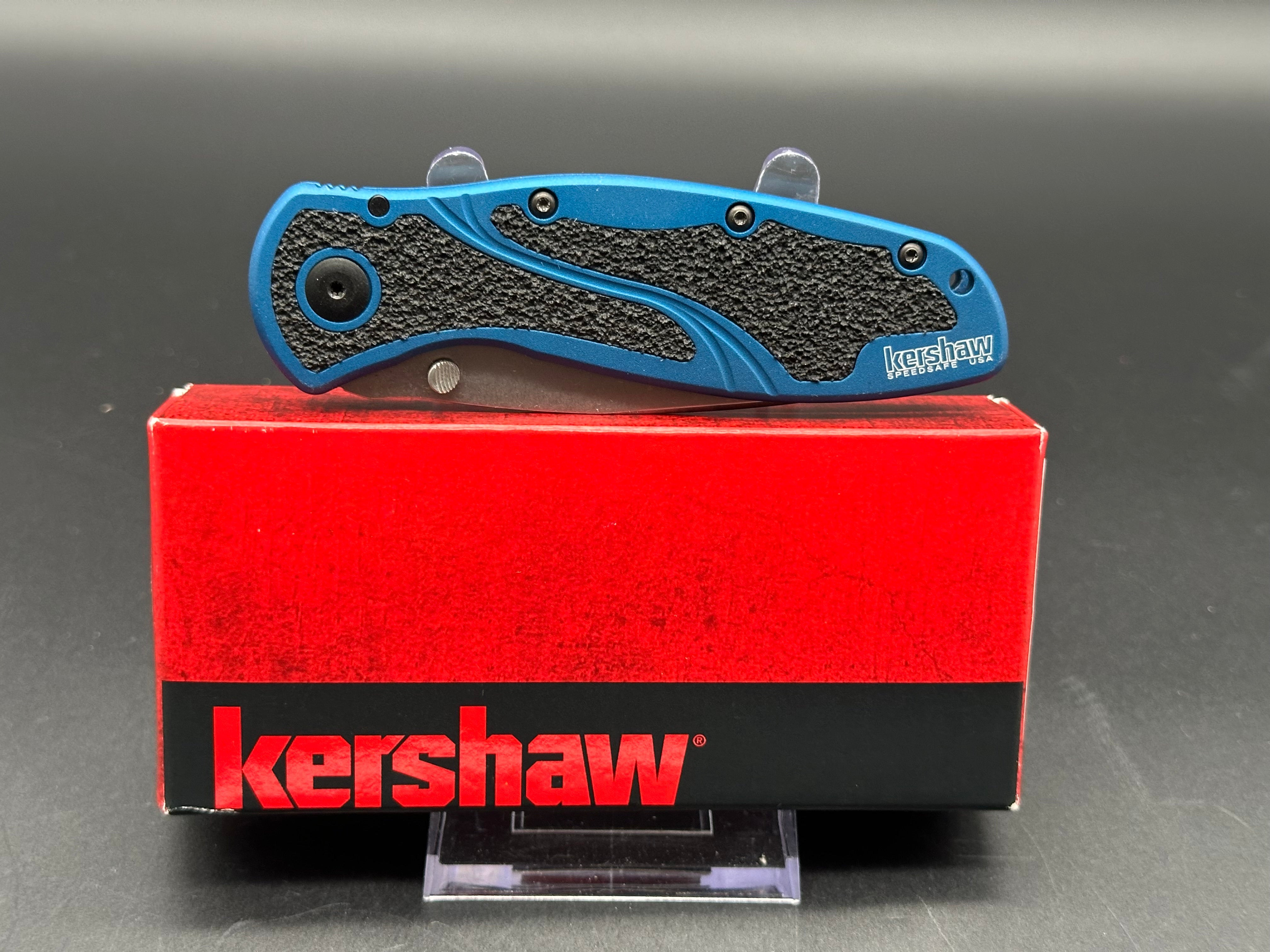 KERSHAW K.O. BLUR Folding Pocket Knife - Navy Blue Handle | EDC Tactical Knife for Camping, Hiking & Outdoor Survival