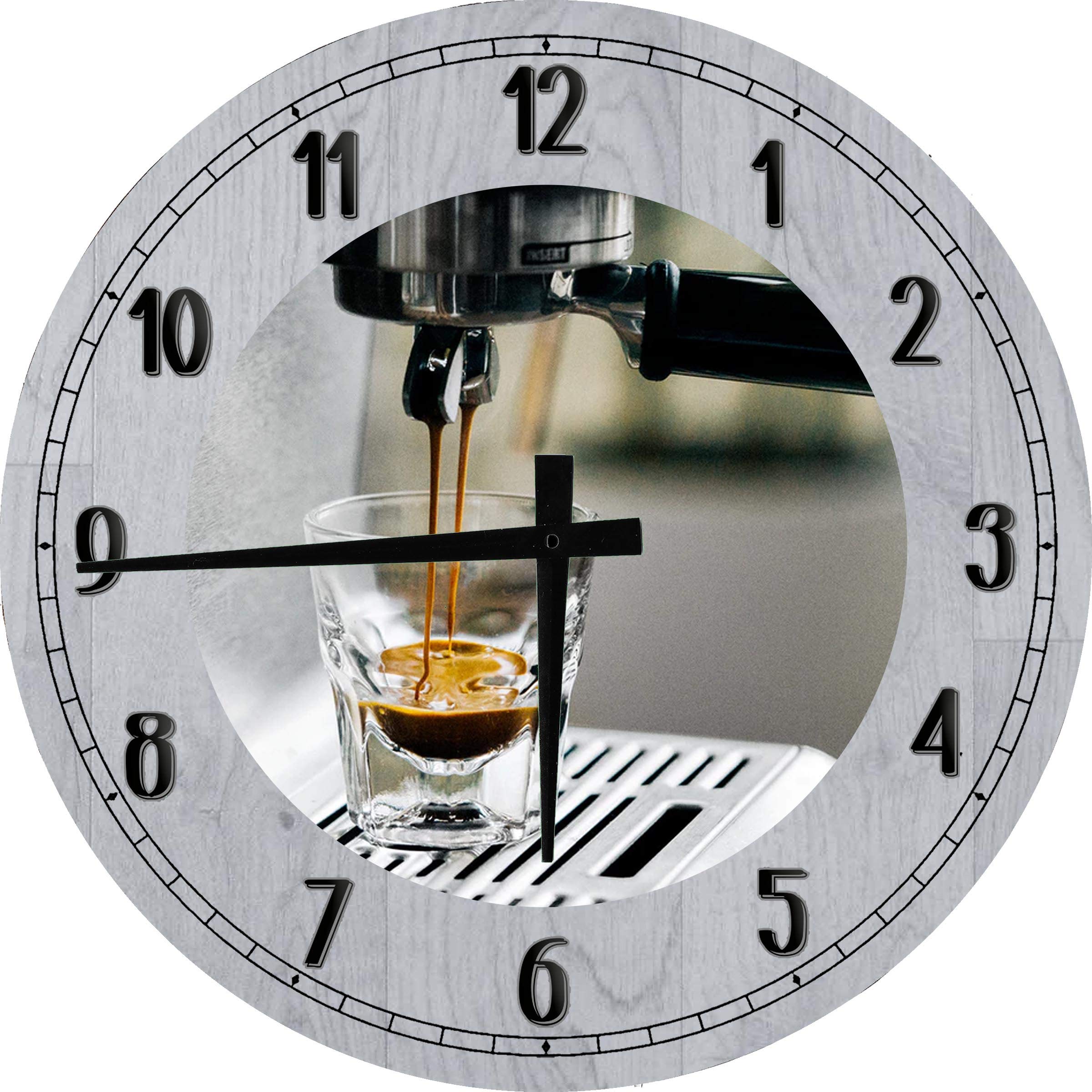 24 Inch Large Round Wall Clock - Battery Operated Gray Espresso Wall Art for Kitchen, Office & Home Decor | Perfect for Coffee Lovers & Modern Spaces