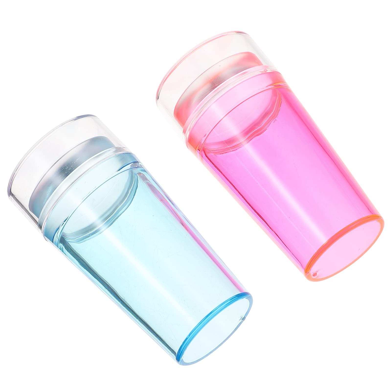 Minkissy 2 Sets Jelly Nail Art Stamper Kit - Silicone Stamper Heads with Sandy Scraper for DIY Nail Stamping - Pink & Blue Nail Art Tools for Professional Salon & Home Manicure