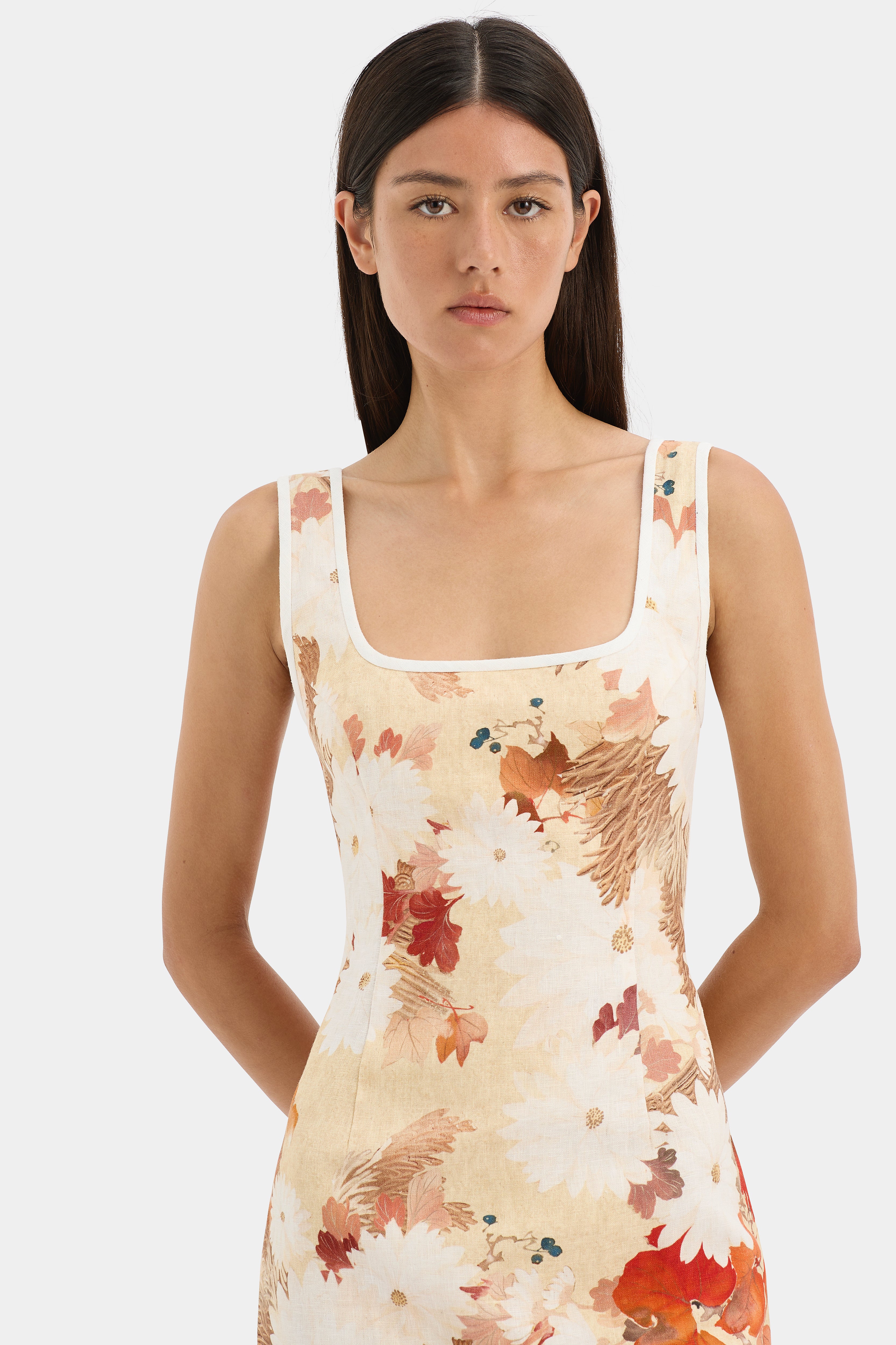 Jessamine Floral Print Midi Dress for Women - Elegant Summer Casual & Party Wear - Perfect for Beach, Wedding, and Date Night