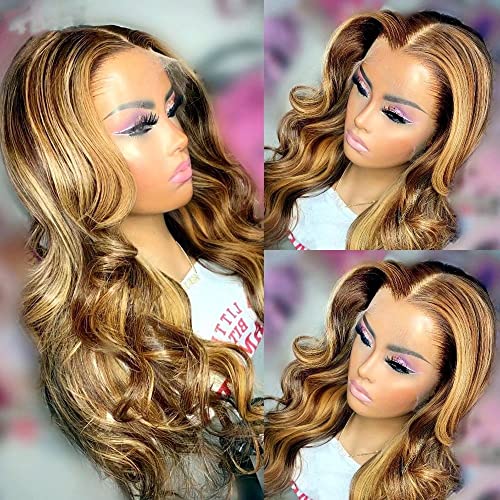 Brazilian Human Hair Wigs for Women - 13x6 HD Lace Front Body Wave Wigs with Pre-Plucked Baby Hair & Bleached Knots | 24 Inch Colored Wigs 180% Density | Natural Hairline for Daily Wear, Parties & Special Occasions
